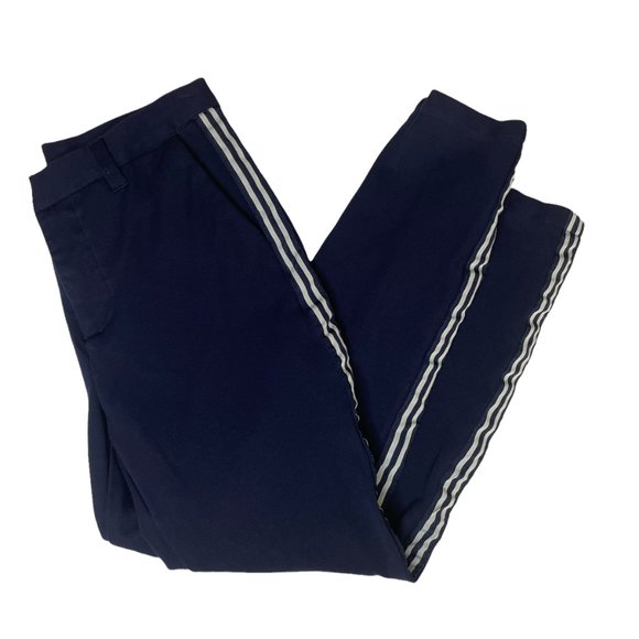 KUT FROM THE KLOTH NAVY BLUE SAWYER SIDE STRIPE CROPPED TROUSERS PANTS SIZE O - Picture 2 of 12
